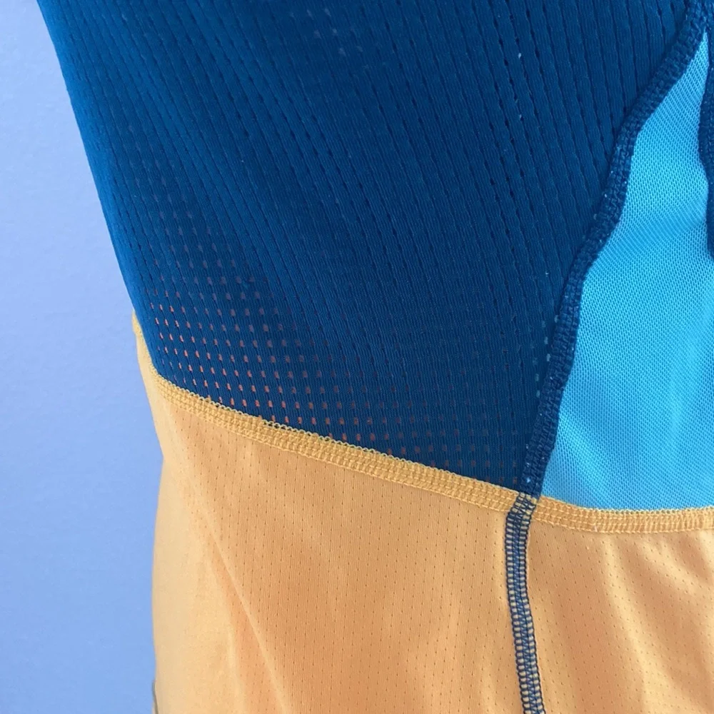 Nike hyper cool mesh tank top athletic shirt yellow teal sea foam womens small